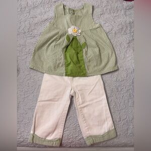 Gymboree Green Striped Matching Set with Capris